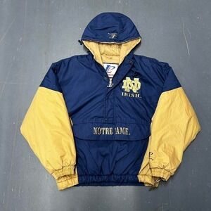 Vintage 90s Logo athletic Notre dame fighting Irish zip up puffer jacket